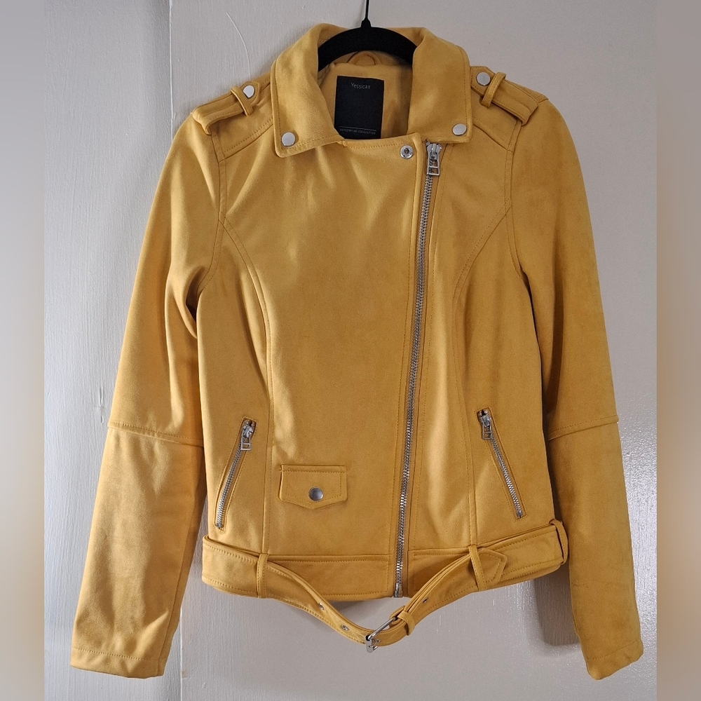 Yessica Faux Suede Moda Women's Yellow Jacket EUR Size 40 (US Size M)